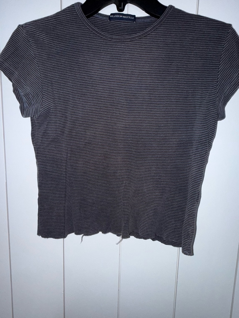 Brandy Melville Charcoal Gray Ribbed Short Sleeve Tee
